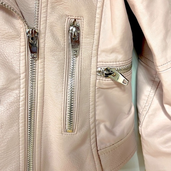 Blank NYC Pink Vegan Leather Zipper Biker Jacket Sz S - Picture 6 of 9